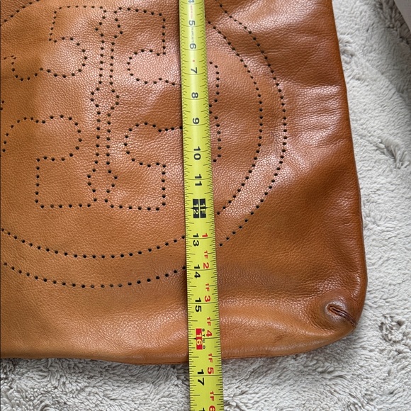 Tory Burch Cognac Perforated Logo Leather Tote Bag - Picture 14 of 16